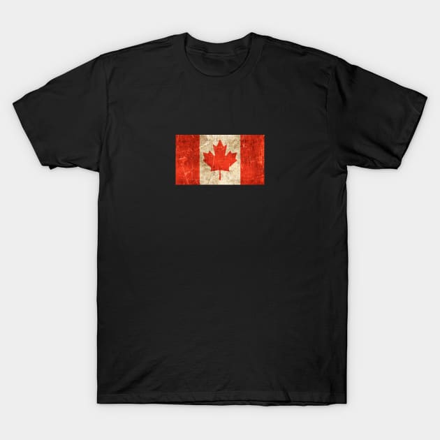 Vintage Aged and Scratched Canadian Flag T-Shirt by jeffbartels